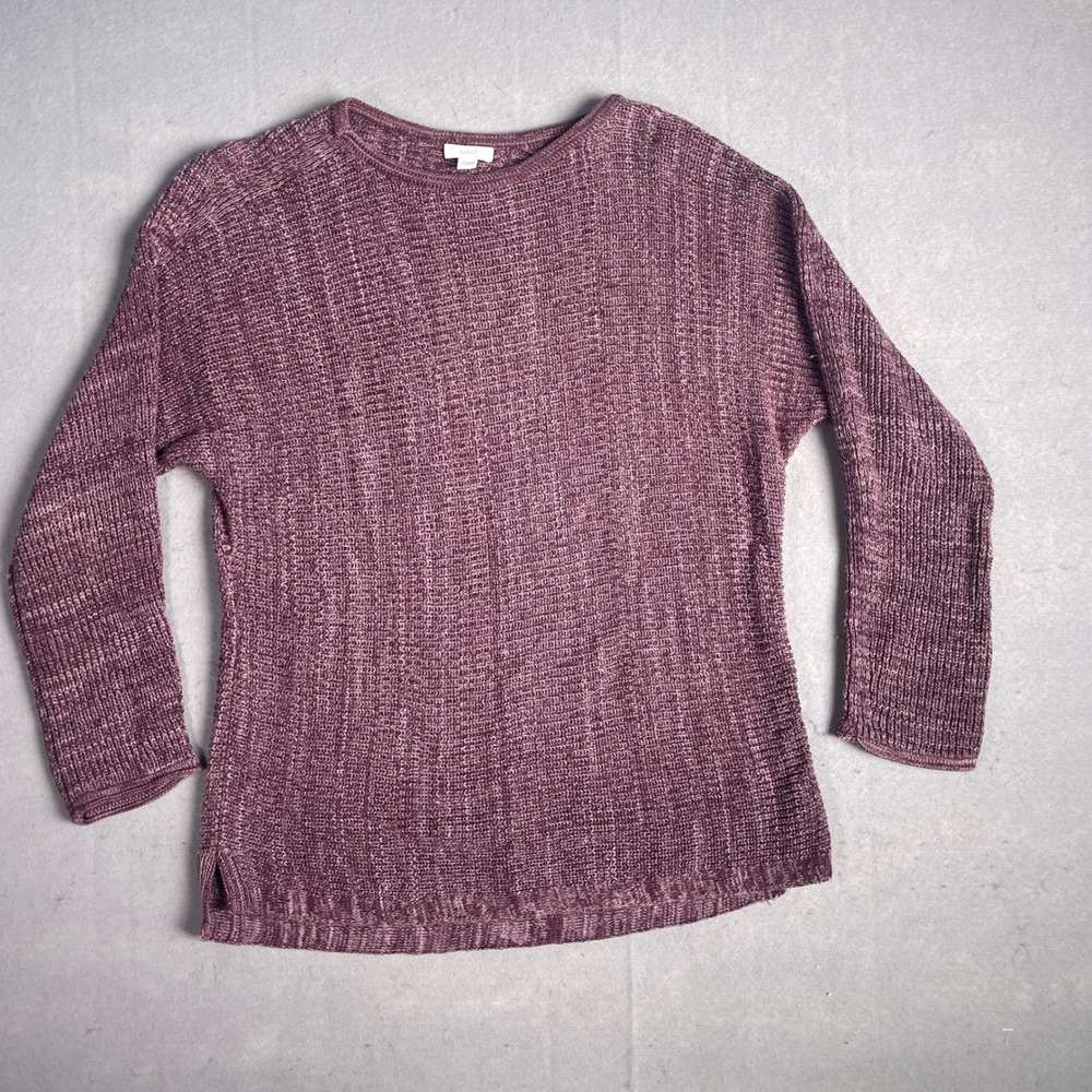 Pure‎ Jill Knit Pullover Sweater Lightweight Casual Purple Blend Size M